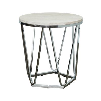 Image two of Silver Faux Stone Coffee & Side Tables